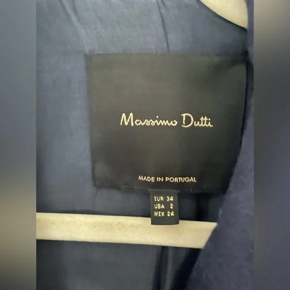 Massimo Dutti Navy Blue Belted Coat - Picture 2 of 9